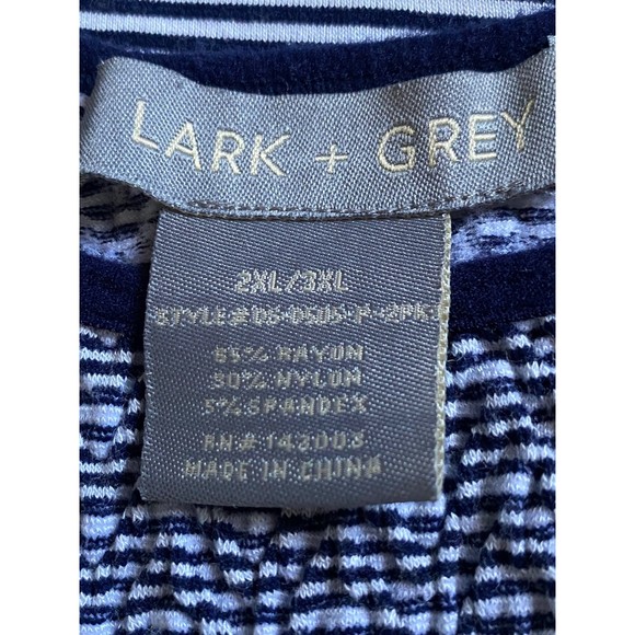 Lark & Grey maxi stripe smocked top shift dress Navy - Size 2XL/3XL - Picture 5 of 8